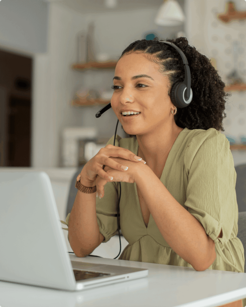 A picture of the call centre agent who can provide personlised and consistent services to customers.