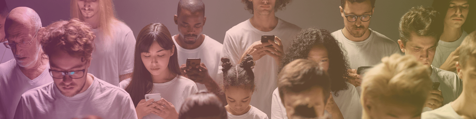 A group of online and mobile users enjoying digital connection and collaboration.