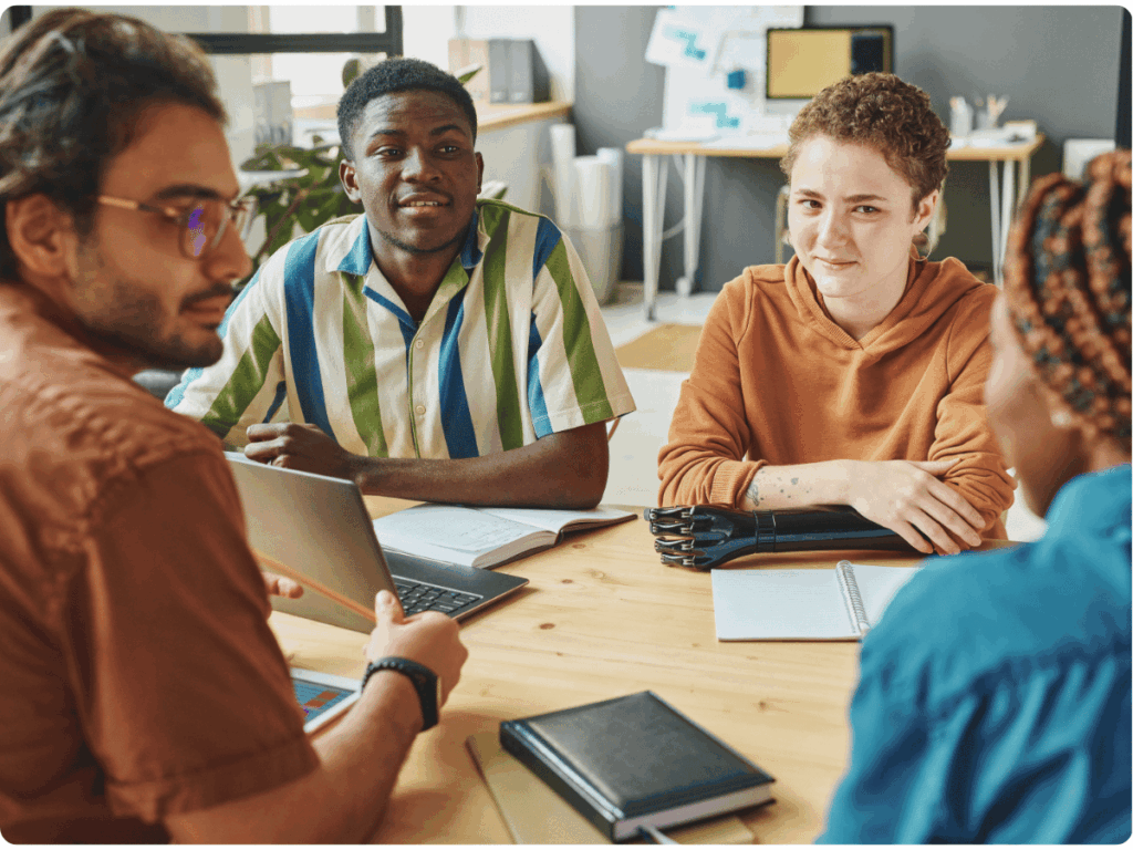 A group of content moderators selected to work in outsourcing due to their excellent skills.