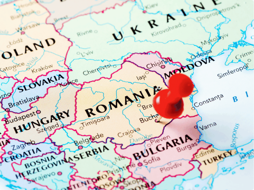 A picture of one country in Europe: Romania.