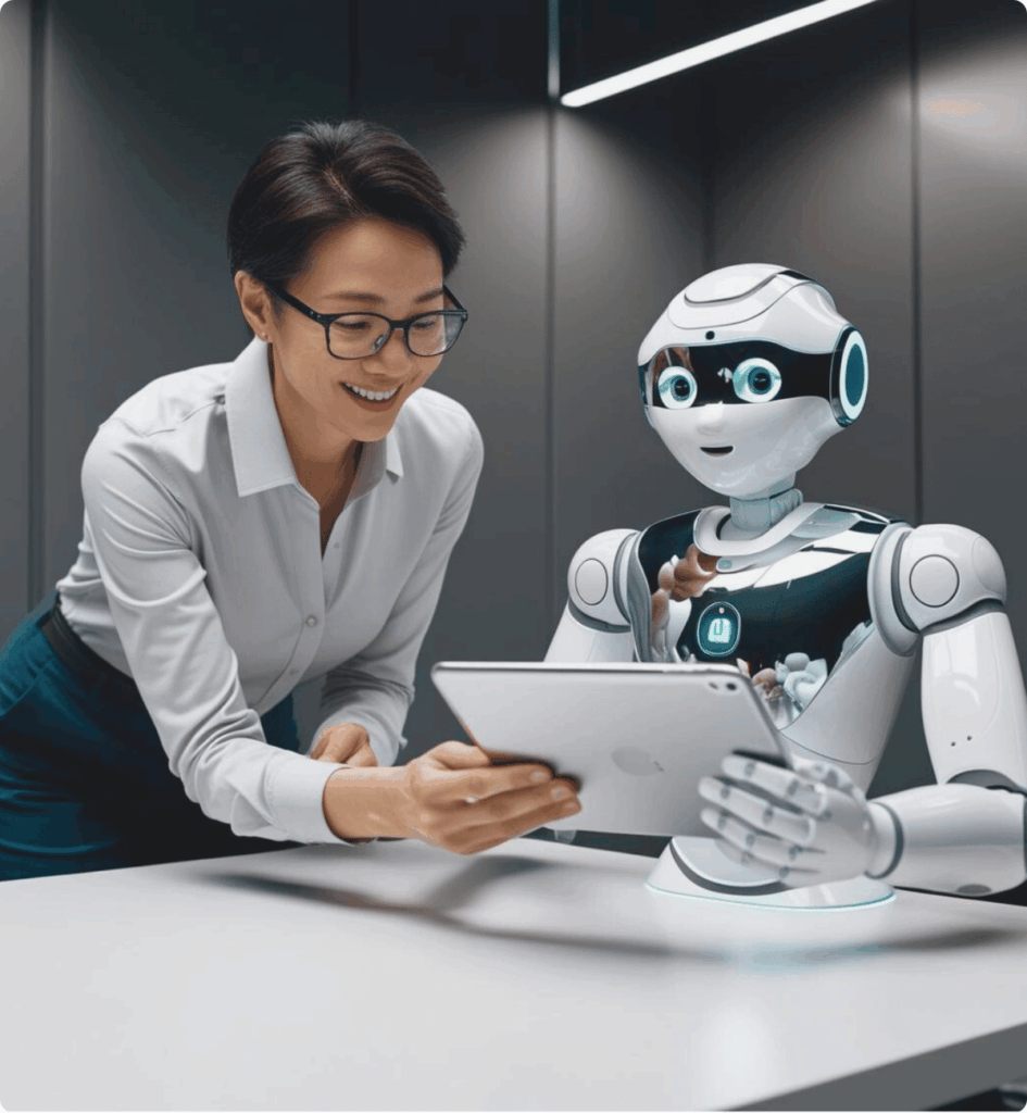 Illustration of how a human teaches AI to understand our intentions.