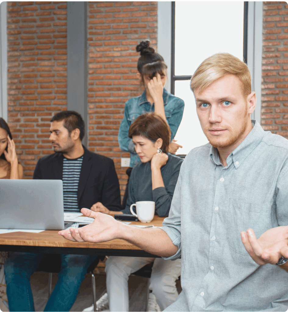 A picture of the AI team looking for an answer how to make the algorithms work better.