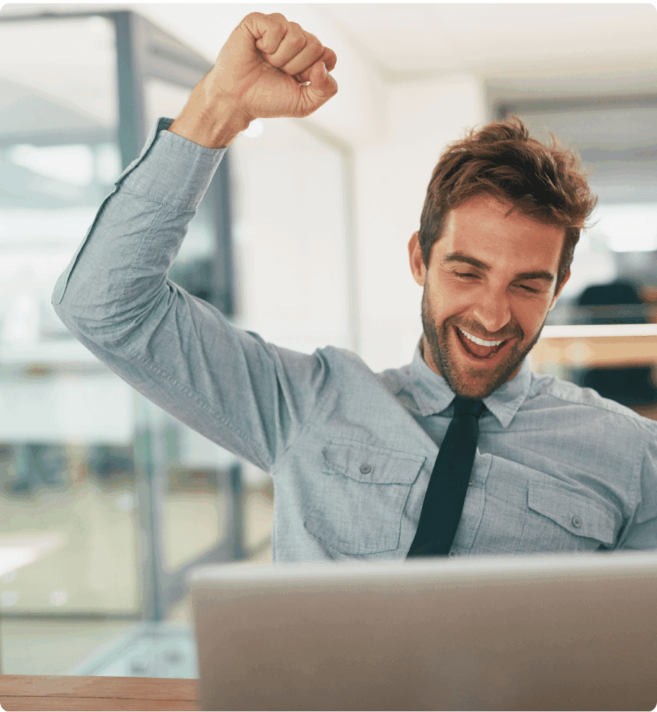 A picture of a happy manager excited to work with the right BPO partner.