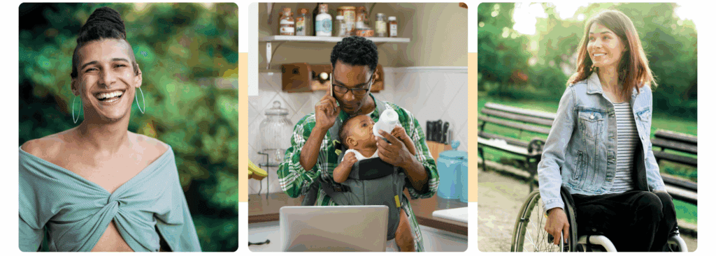 Images presenting potential impact sourcing employees from disadvantaged communities.