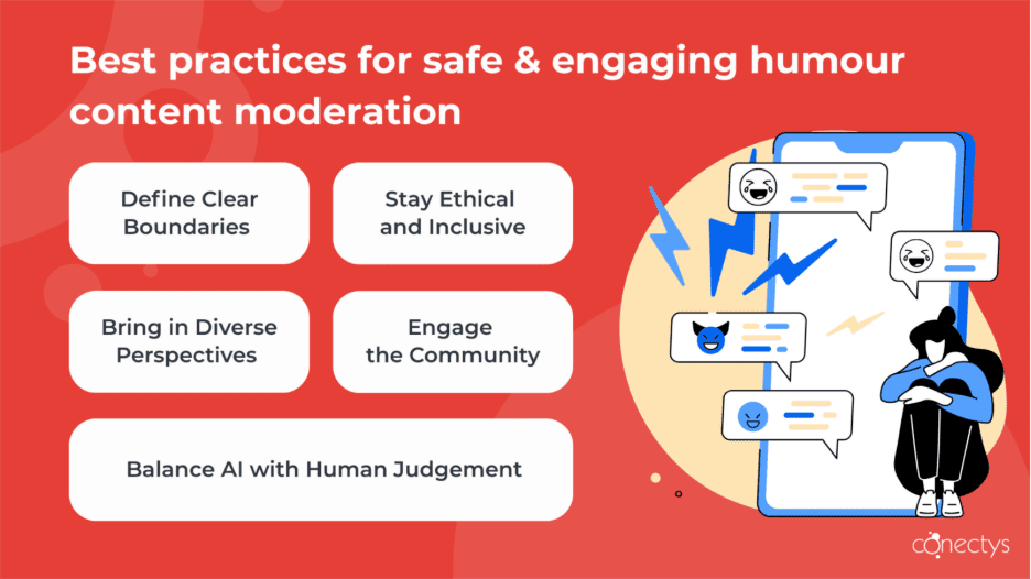 Illustration of key best practices for social media content moderation.