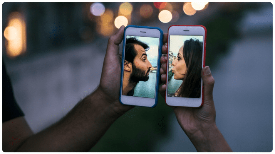 Illustration of a social media platform flooded with romantic posts.