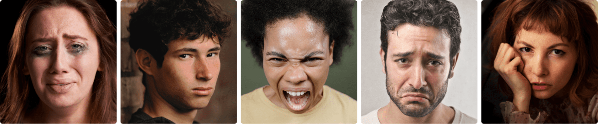 Pictures of different online users who experienced abuse, hate or harassment virtually.