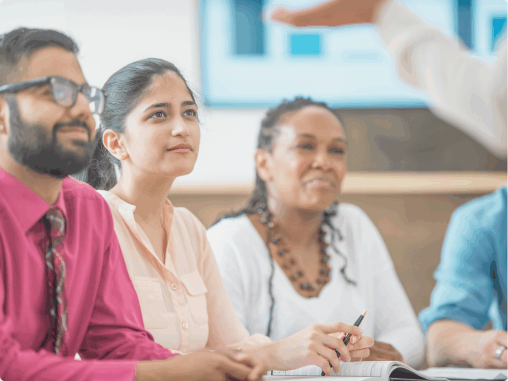 A picture of content moderators participating in the internal training.