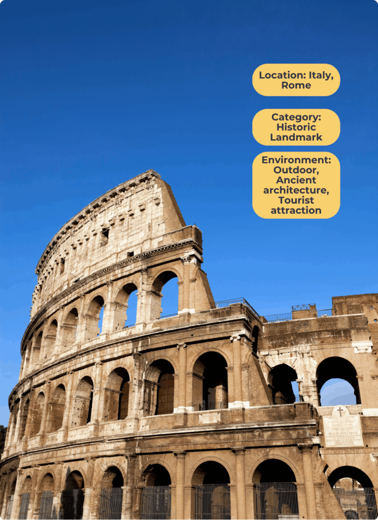 Data annotation example: Rome, Colosseum.
