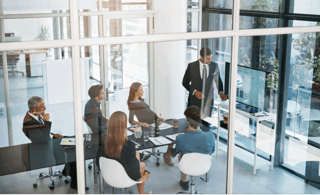 A picture of the AI team discussing the selection process of data annotation outsourcing company.