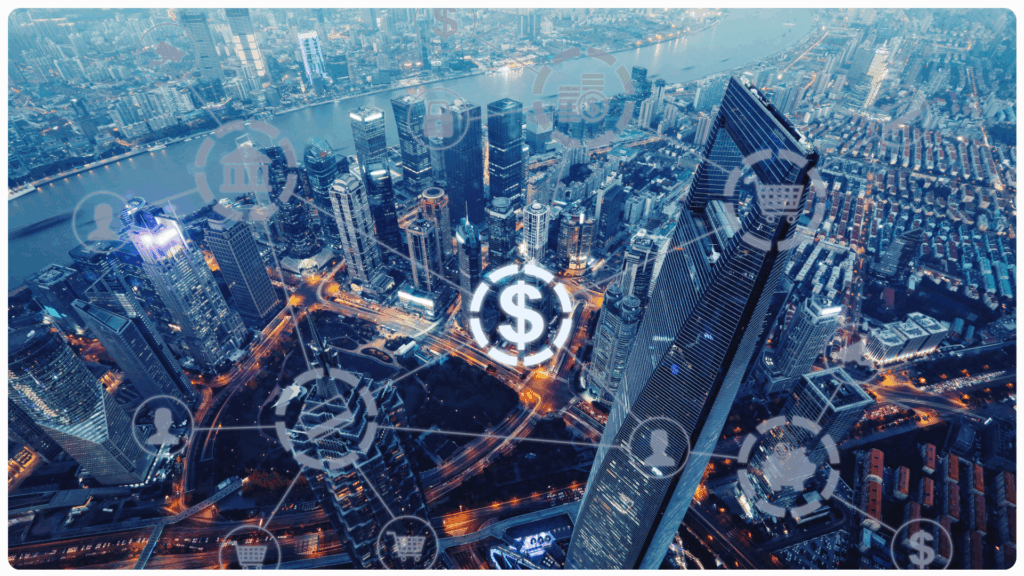 Illustration of a global hub for the financial services outsourcing.