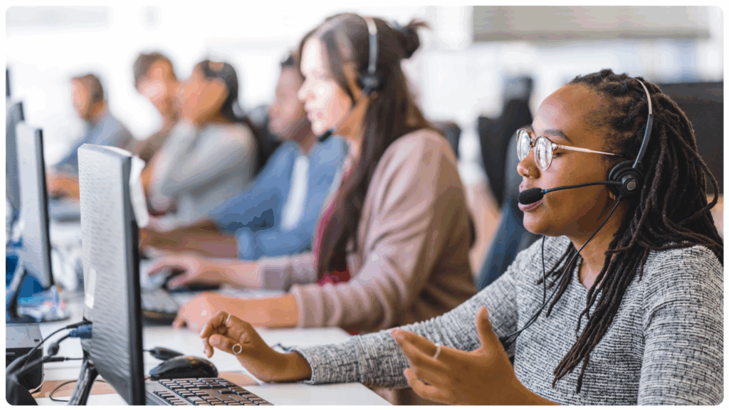 Picture of a modern contact centre, a part of retail BPO services.