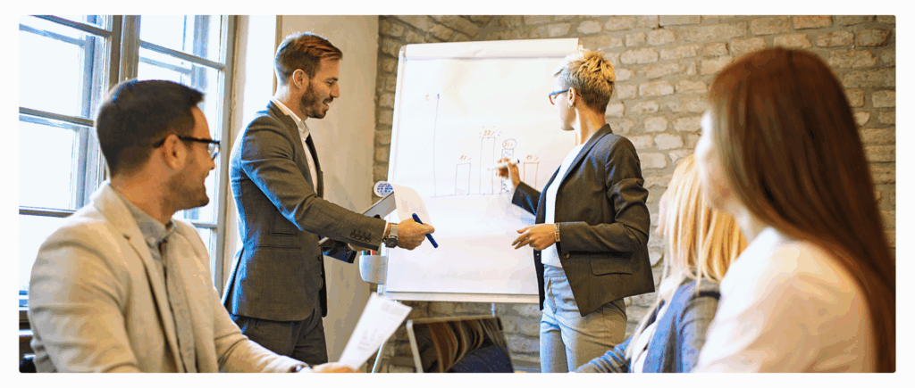 Customer service outsourcing company working with a client.